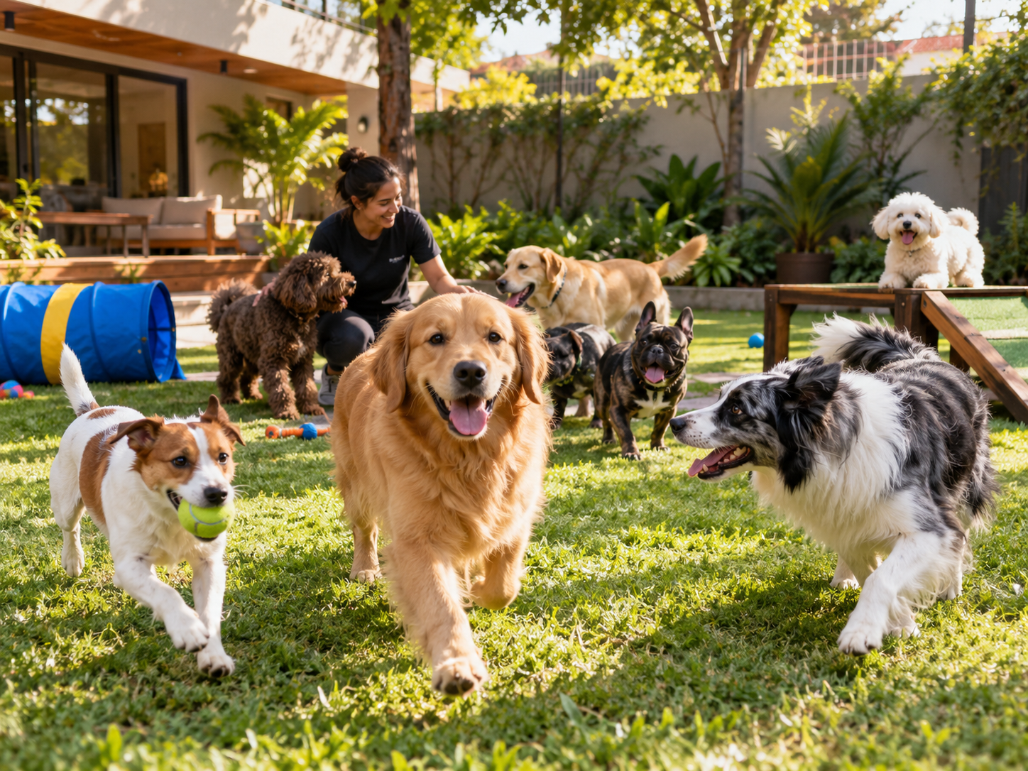 Imagem provisória para representar cães brincando na creche